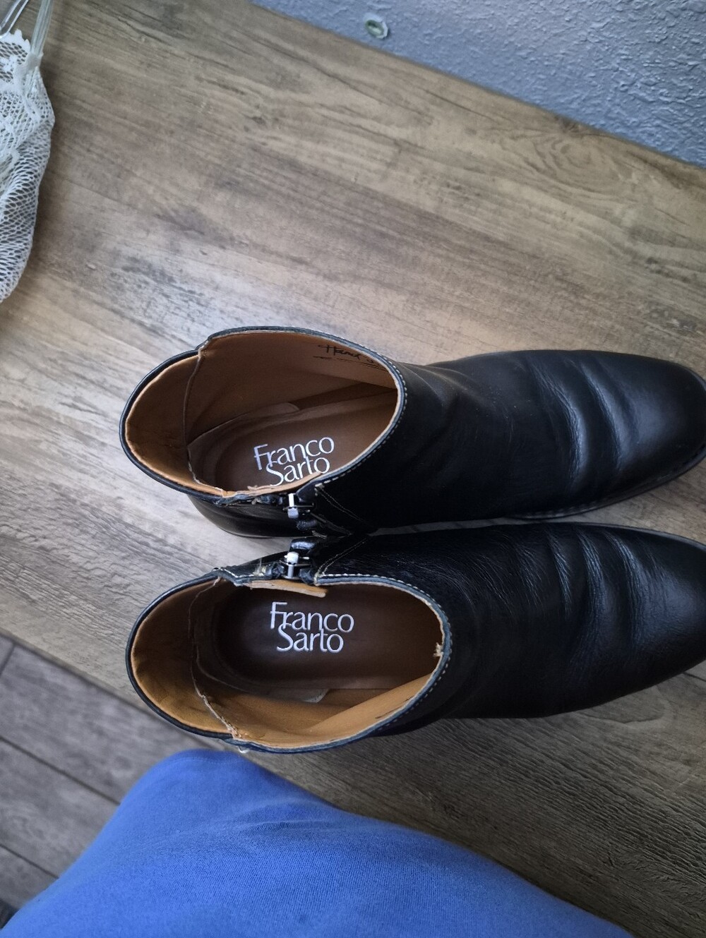 Edgy Moto Franco Sarto Black Leather Ankle Boots